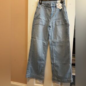 American Eagle Outfitters Women's Light Blue Wide Leg Jeans